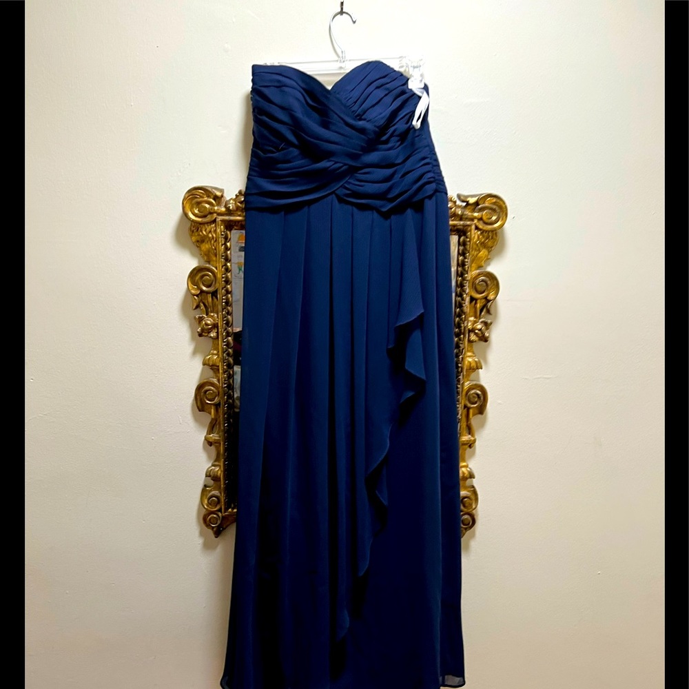 David’s bridal bridesmaid strapless navy dress sz 12